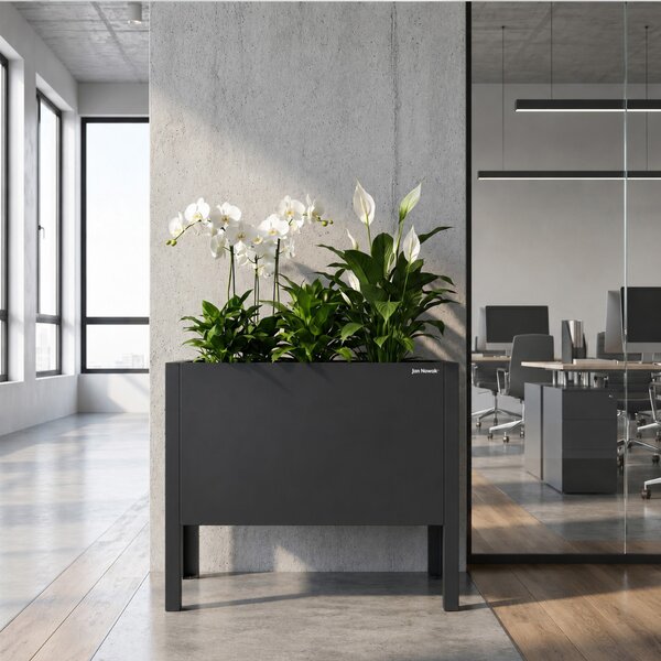 Veľký antracitový kovový obal na kvetináč: DAISY 500 x 400 x 300 mm