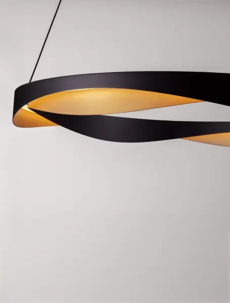 LED stmievateľný čierno-zlatý dizajnový luster Radon