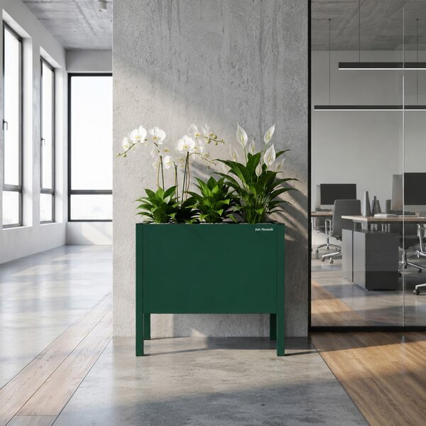 Malý kovový obal na kvetináč vo fľaškovo zelenej farbe: DAISY 400 x 350 x 250 mm