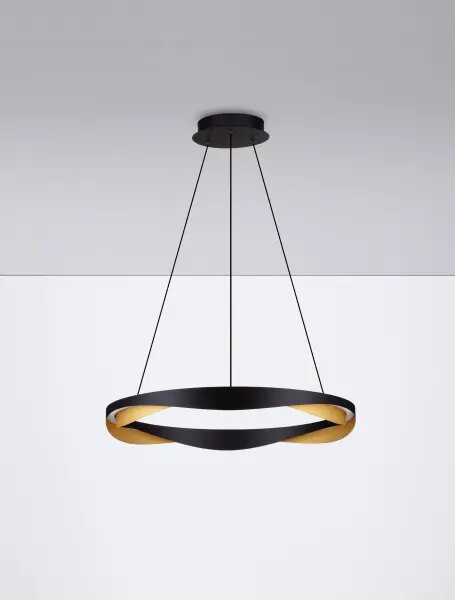 LED stmievateľný čierno-zlatý dizajnový luster Radon