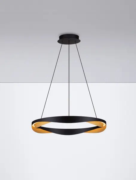 LED stmievateľný čierno-zlatý dizajnový luster Radon