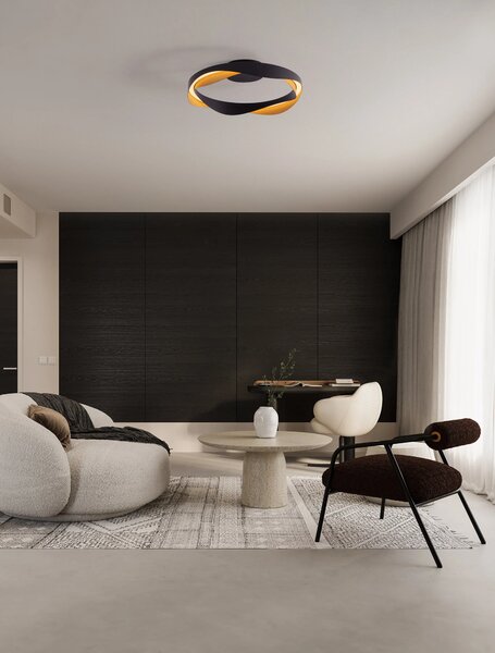 LED stmievateľné čierno-zlaté moderné stropné svietidlo Radon