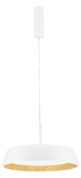LED stmievateľný bielo-drevený moderný luster Sigi