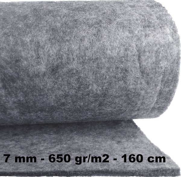 Technický filc 7 mm, farba šedá, metráž 160 cm