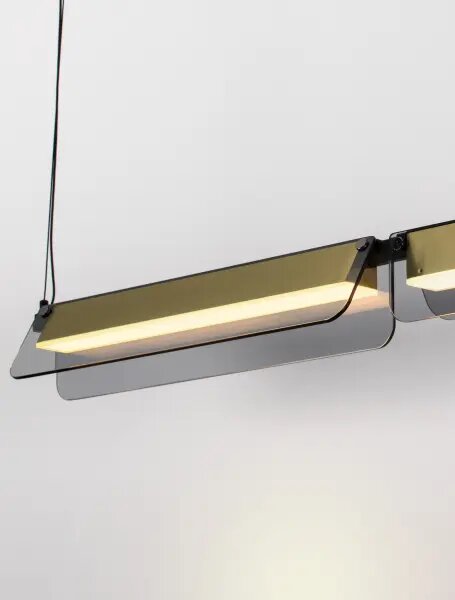 LED stmievateľný čierno-zlatý dizajnový luster Apnea 160