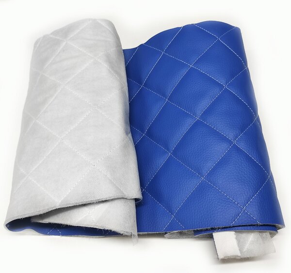 Ekokoža prešívaná, farba chabrovo-biela, metráž 145 cm