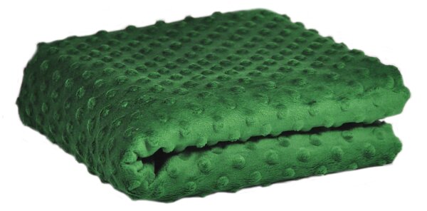 Látka Minky 380 mikroplyš vzor bodky, farba tm. zelená