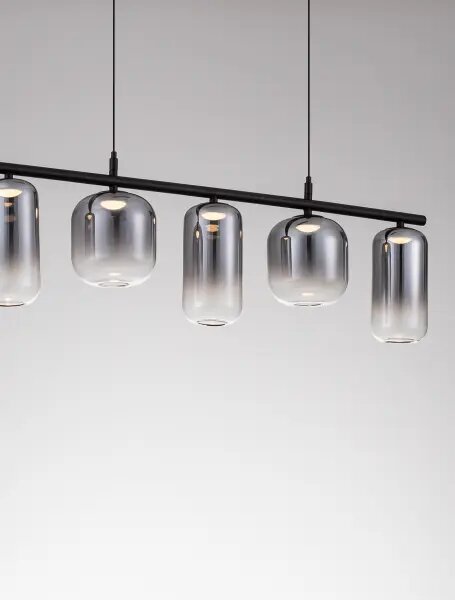 LED čierno-šedý moderný luster Aelia 145