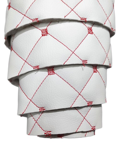 Ekokoža MIX 3x3 cm, prešívaná, farba bielo-červená, metráž 145 cm
