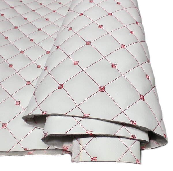 Ekokoža MIX 3x3 cm, prešívaná, farba bielo-červená, metráž 145 cm