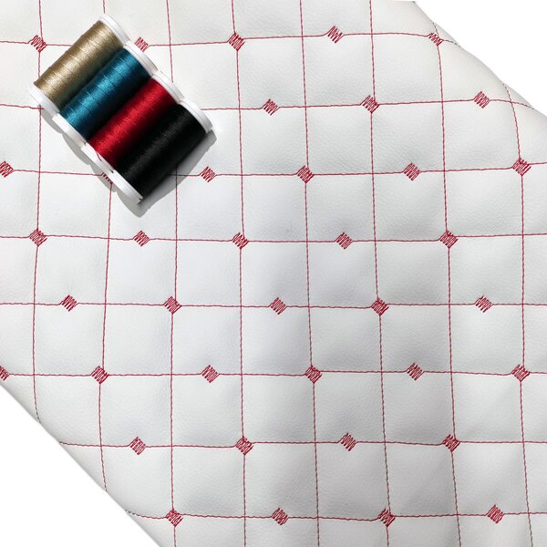 Ekokoža MIX 3x3 cm, prešívaná, farba bielo-červená, metráž 145 cm