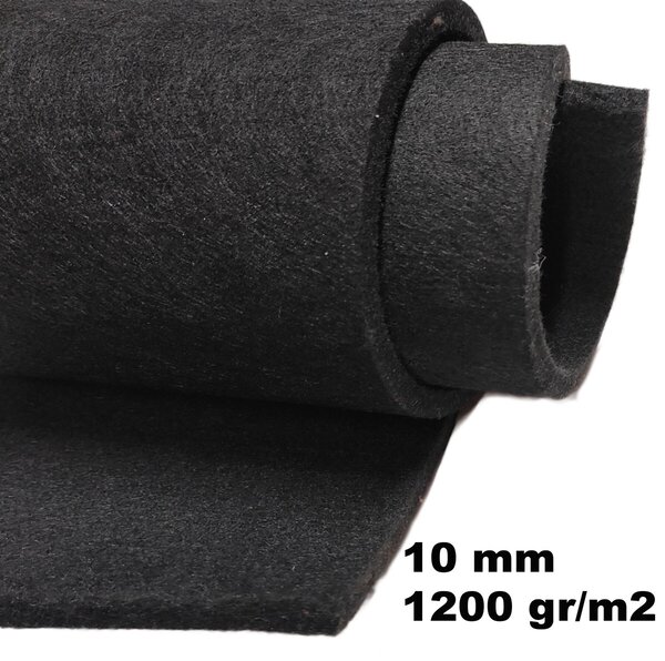 Technický filc 10 mm, farba čierna, metráž 160 cm