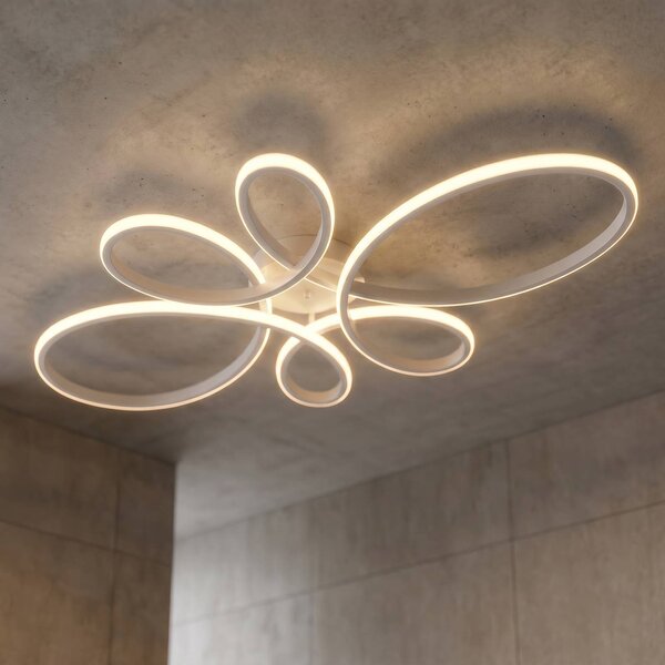 Trio Lighting Stropné svietidlo Fly LED, matná biela, 4 000 K, 83 cm x 45, Biela / opálová, Obývacia izba / jedáleň, kov, Moderný, Závesné svietidlo