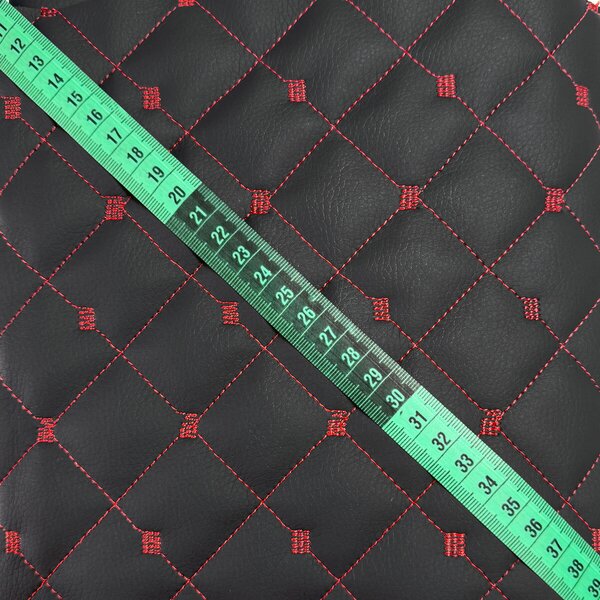 Ekokoža MIX 3x3 cm, prešívaná, farba čierno-červená, metráž 145 cm