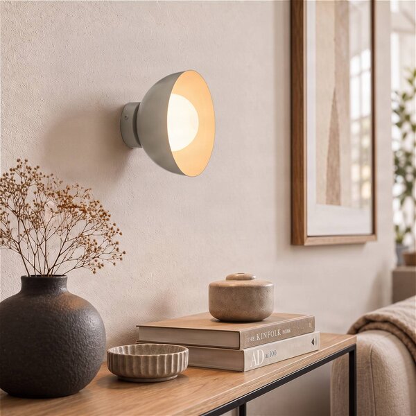 EMIBIG LIGHTING Nástenné svetlo Bibi K1, sivá, oceľ/sklo, Ø 18 cm, Hliník / sivá / zinok, Obývacia izba / jedáleň, Sklo, Moderný, Nástenné svietidlo