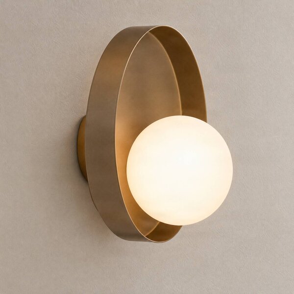 EMIBIG LIGHTING Nástenné svetlo Kido K1, béžové, oceľ/sklo, Ø 20 cm, Krémová / jantárovo žltá, Obývacia izba / jedáleň, Sklo, Moderný, Nástenné svietidlo