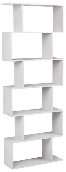 Knižnica krémová biela drevotrieska so 6 policami úložný regál obývacia izba spálňa minimalistický dizajn