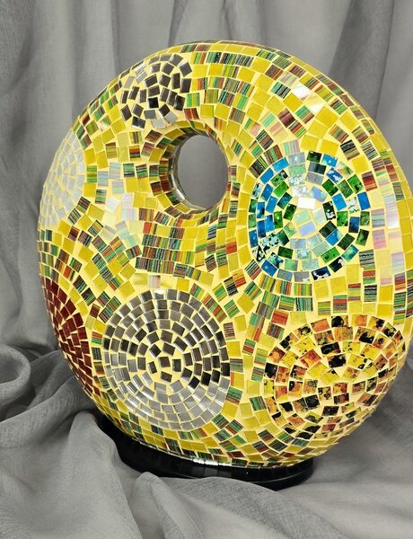 Stolná lampa ART DONAT, 37 cm, žltá farebná, ručná práca