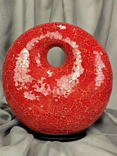 Stolná lampa červená DONAT, ručná práca
