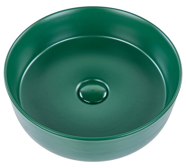 Kúpeľňové umývadlo na dosku zelené keramické okrúhle ⌀ 37 cm moderná kúpeľňa