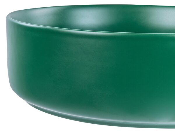 Kúpeľňové umývadlo na dosku zelené keramické okrúhle ⌀ 37 cm moderná kúpeľňa