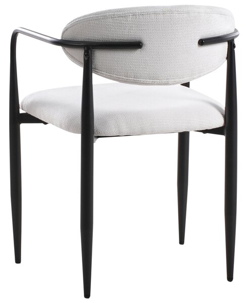 Sada 2 jedálenských stoličiek krémová biela polyesterové čalúnenie kovový rám štýl mid-century modern