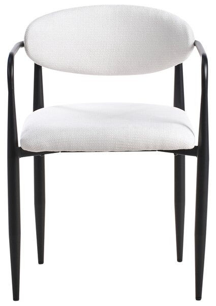 Sada 2 jedálenských stoličiek krémová biela polyesterové čalúnenie kovový rám štýl mid-century modern