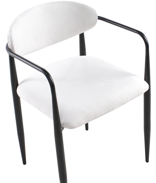 Sada 2 jedálenských stoličiek krémová biela polyesterové čalúnenie kovový rám štýl mid-century modern