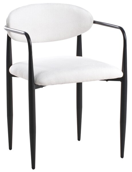 Sada 2 jedálenských stoličiek krémová biela polyesterové čalúnenie kovový rám štýl mid-century modern