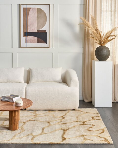 Koberec béžová viskóza a vlna geometrický vzor 160 x 230 cm moderný glamour štýl