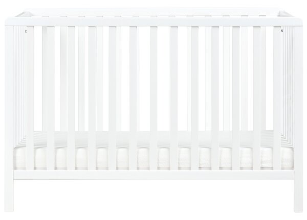 Detská postieľka biela borovicové drevo 70 x 130 cm nastaviteľná výška štandardná veľkosť minimalistický štýl detská izba