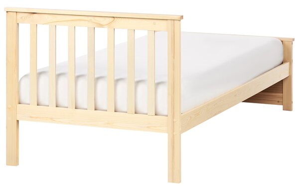 Posteľ svetlohnedá borovicové drevo MDF 90 x 200 cm s čelom minimalistický škandinávsky štýl spálňa detská izba