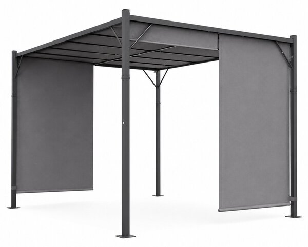 Terasová záhradná pergola 3x4 m oceľový altánok s prístreškom sivá MultiGarden