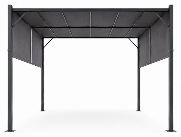 Terasová záhradná pergola 3x4 m oceľový altánok s prístreškom sivá MultiGarden