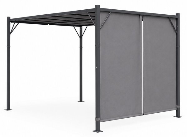 Terasová záhradná pergola 3x4 m oceľový altánok s prístreškom sivá MultiGarden