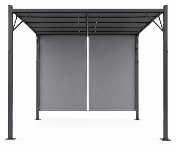 Terasová záhradná pergola 3x4 m oceľový altánok s prístreškom sivá MultiGarden