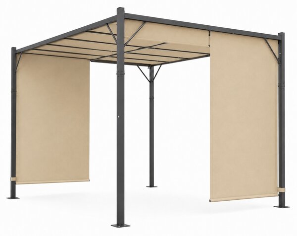 Terasová záhradná pergola 3x4 m oceľový altánok s prístreškom béžová MultiGarden
