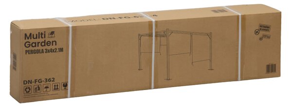 Terasová záhradná pergola 3x4 m oceľový altánok s prístreškom béžová MultiGarden