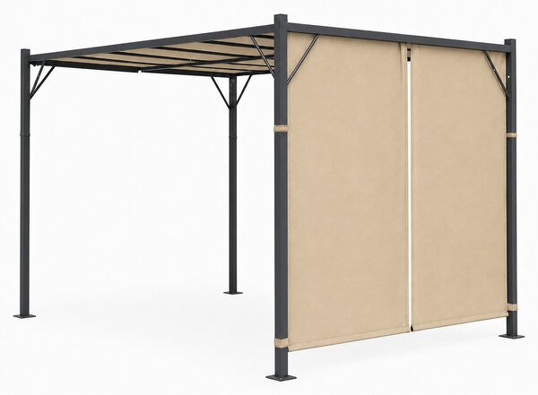 Terasová záhradná pergola 3x4 m oceľový altánok s prístreškom béžová MultiGarden