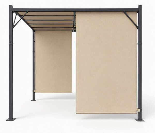 Terasová záhradná pergola 3x4 m oceľový altánok s prístreškom béžová MultiGarden