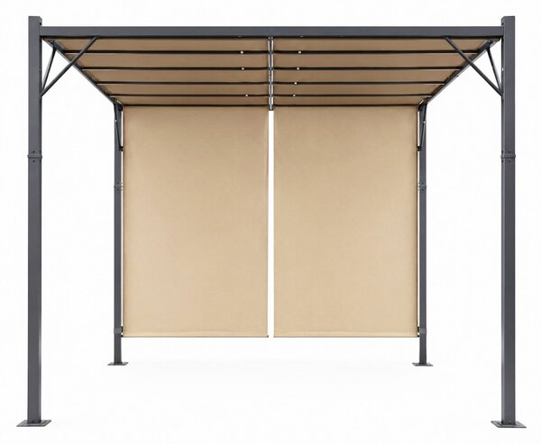 Terasová záhradná pergola 3x4 m oceľový altánok s prístreškom béžová MultiGarden