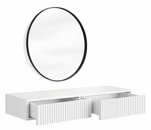 Závesný toaletný stolík Nicole so zrkadlom 60 cm - biely mat