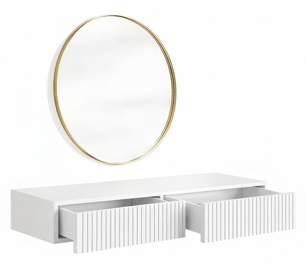 Závesný toaletný stolík Nicole so zrkadlom 60 cm - biely mat