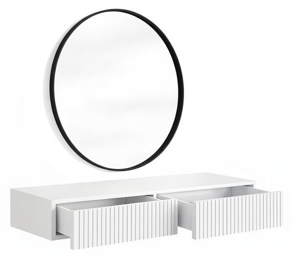Závesný toaletný stolík Nicole so zrkadlom 80 cm - biely mat