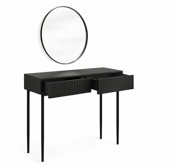 Toaletný stolík Nicole so zrkadlom 60 cm - čierny mat / čierna