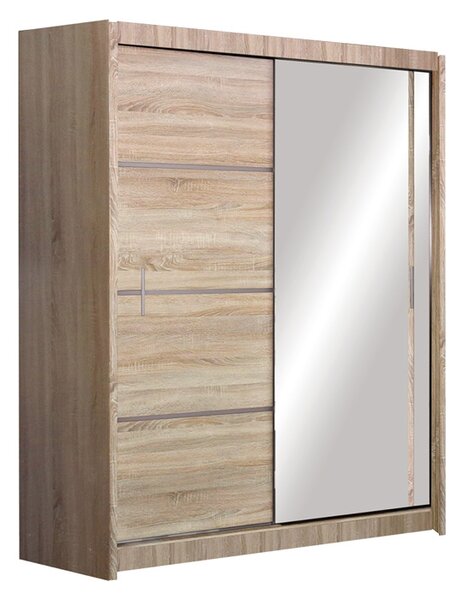 Skriňa s posuvnými dverami so zrkadlom Vista 150 cm - dub sonoma