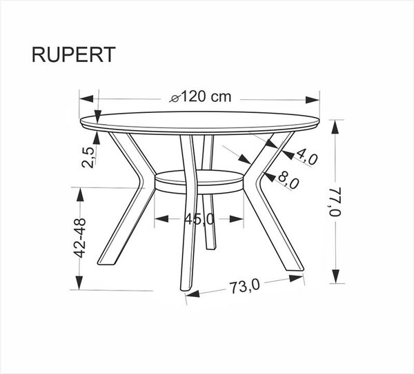 Halmar RUPERT jedálenský okrúhly stôl, orech