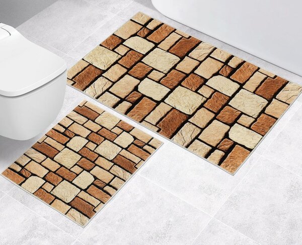 Kvalitex Kúpeľňová a WC predložka bez výkroja Kamenná dlažba 3D