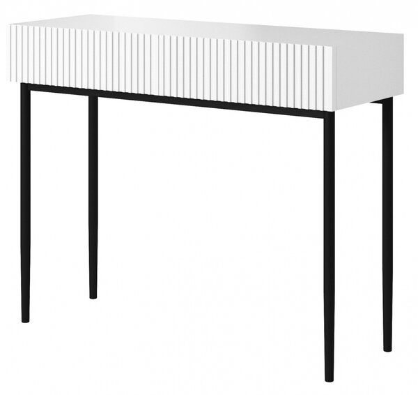 Toaletný stolík Nicole 100 cm so zásuvkami - biely mat / čierna