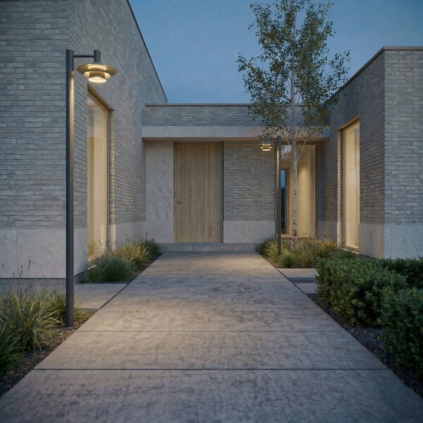 Exterierové LED svietidlo Lucande Montaro, antracitová farba, 220 cm, IP54, Čierna, Hliník, Moderný